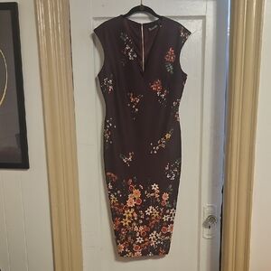 Avenue Floral Midi Dress - Brown and Orange